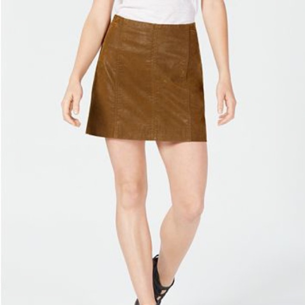 Free People tan vegan leather mini skirt